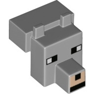 Lego hlava vlka Minecraft, světle modro šedá (6293317)